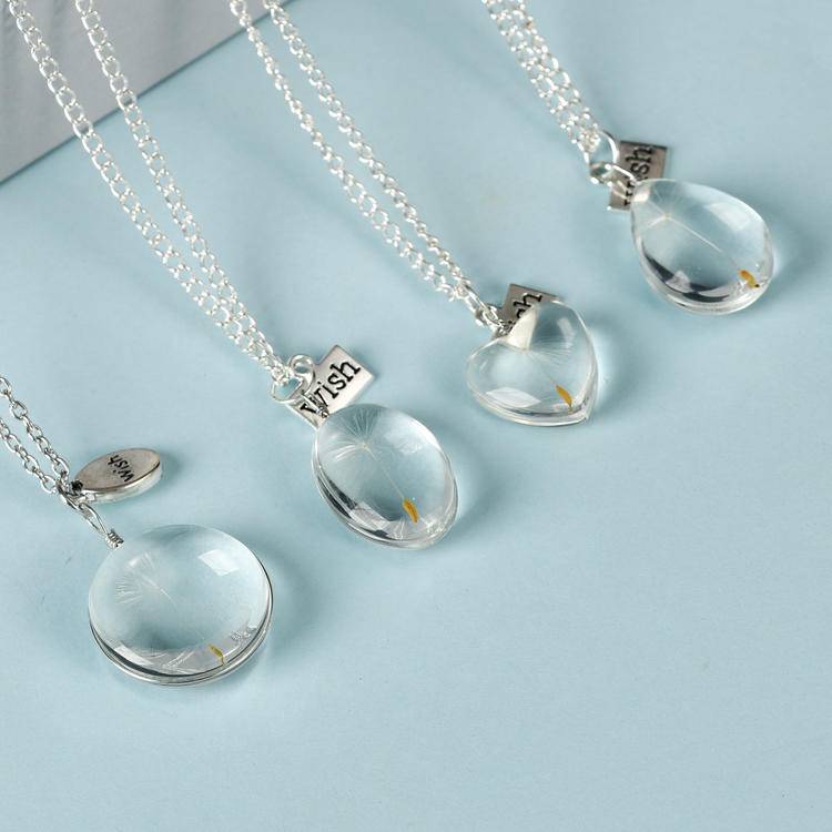 Dandelion White Crystal Pendant Necklace: Viral Instagram Jewelry Trend