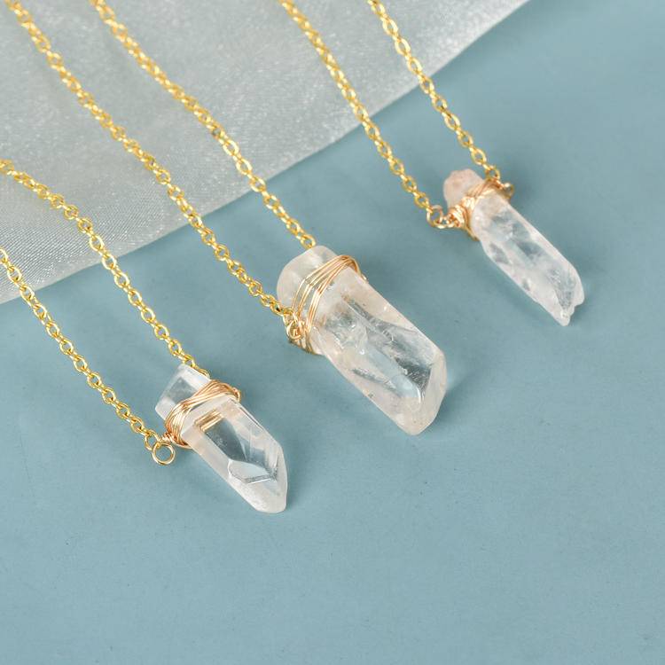 Natural Clear Quartz Point Pendant: Wire Wrapped Crystal Necklace for Healing & Style