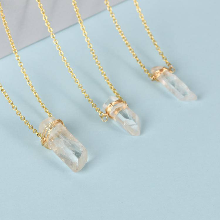Natural Clear Quartz Point Pendant: Wire Wrapped Crystal Necklace for Healing & Style