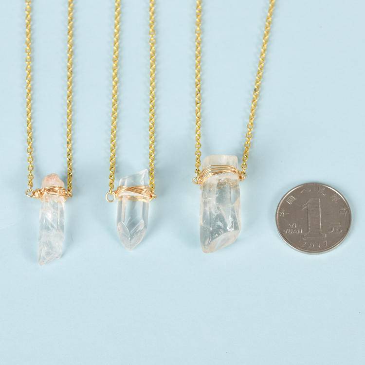 Natural Clear Quartz Point Pendant: Wire Wrapped Crystal Necklace for Healing & Style