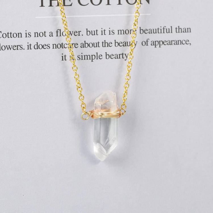 Natural Clear Quartz Point Pendant: Wire Wrapped Crystal Necklace for Healing & Style