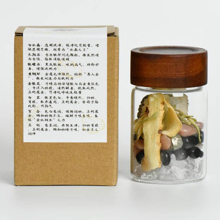 Wu Xing Energy Set - Natural Crystal Five Elements Frames & Energy Bottle Decor