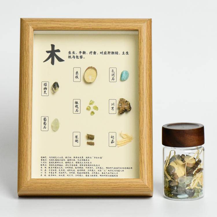 Wu Xing Energy Set - Natural Crystal Five Elements Frames & Energy Bottle Decor
