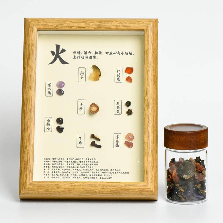 Wu Xing Energy Set - Natural Crystal Five Elements Frames & Energy Bottle Decor