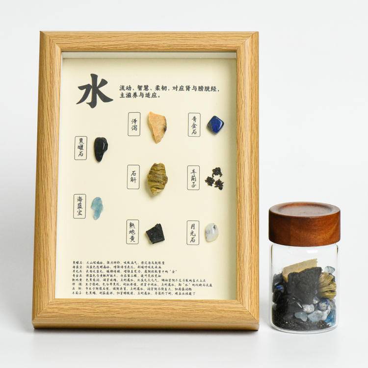 Wu Xing Energy Set - Natural Crystal Five Elements Frames & Energy Bottle Decor