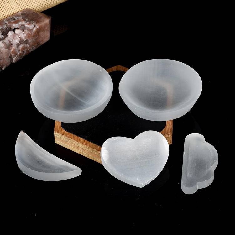 Moroccan White Gypsum Bowl for Sage Smudging | Natural Crystal Cleansing Bowl