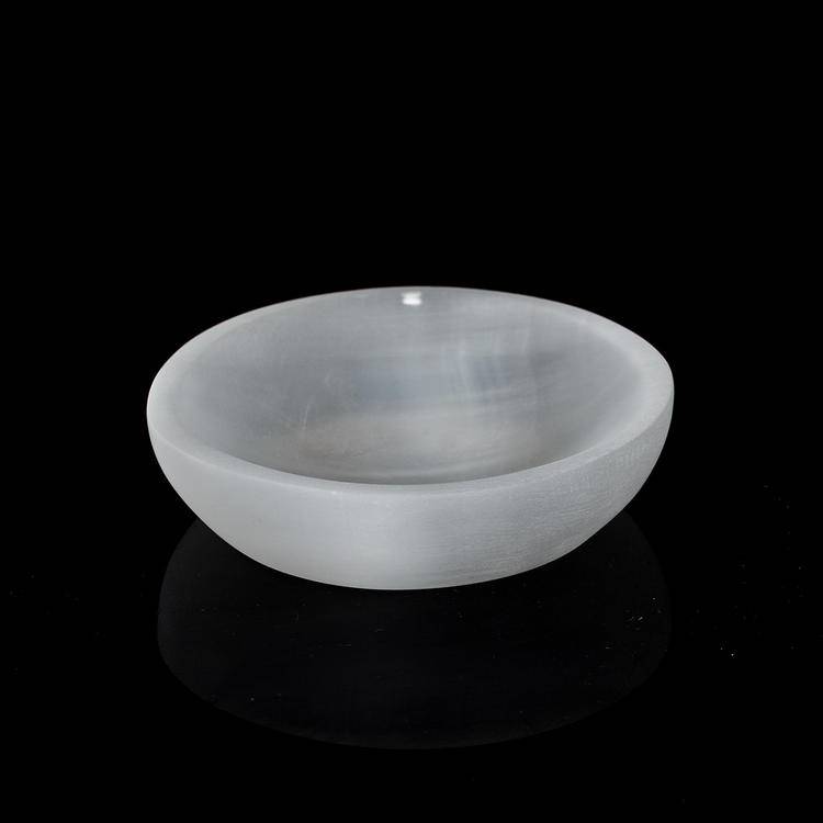 Moroccan White Gypsum Bowl for Sage Smudging | Natural Crystal Cleansing Bowl
