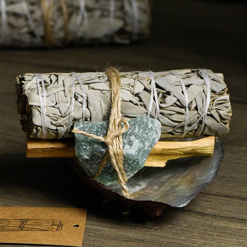 Sage, Palo Santo & Raw Stone Healing Set | Natural Spiritual Purification Kit