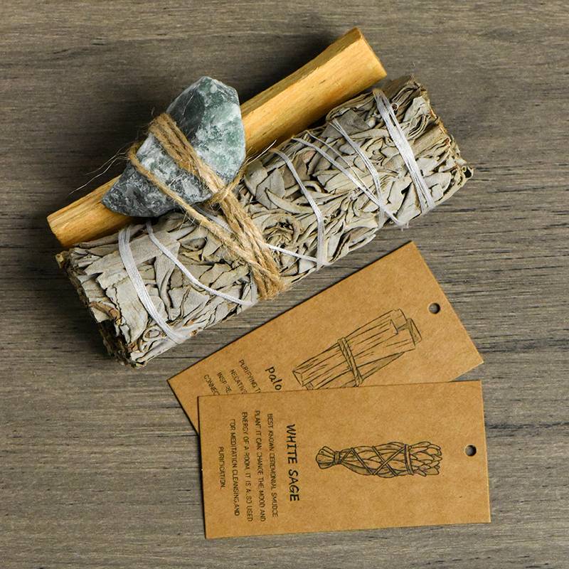 Sage, Palo Santo & Raw Stone Healing Set | Natural Spiritual Purification Kit