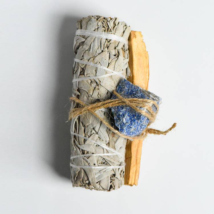 Sage, Palo Santo & Raw Stone Healing Set | Natural Spiritual Purification Kit
