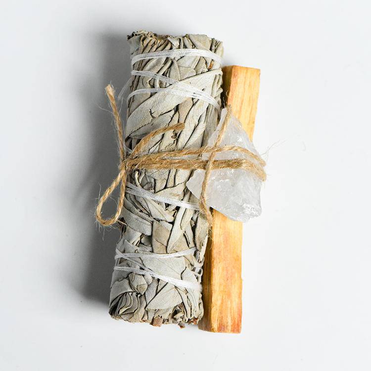 Sage, Palo Santo & Raw Stone Healing Set | Natural Spiritual Purification Kit