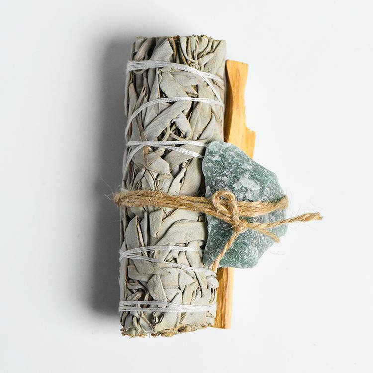 Sage, Palo Santo & Raw Stone Healing Set | Natural Spiritual Purification Kit