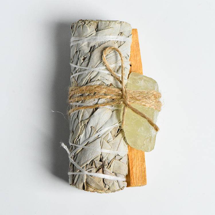 Sage, Palo Santo & Raw Stone Healing Set | Natural Spiritual Purification Kit