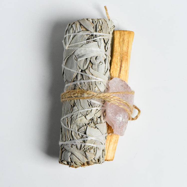 Sage, Palo Santo & Raw Stone Healing Set | Natural Spiritual Purification Kit