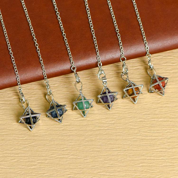 Celtic Metal Tarot Pendulum with Hexagram Design - Hollow Spiritual Dowsing Tool