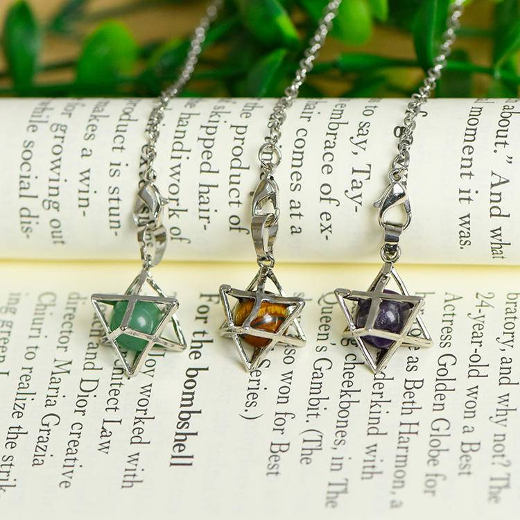 Celtic Metal Tarot Pendulum with Hexagram Design - Hollow Spiritual Dowsing Tool