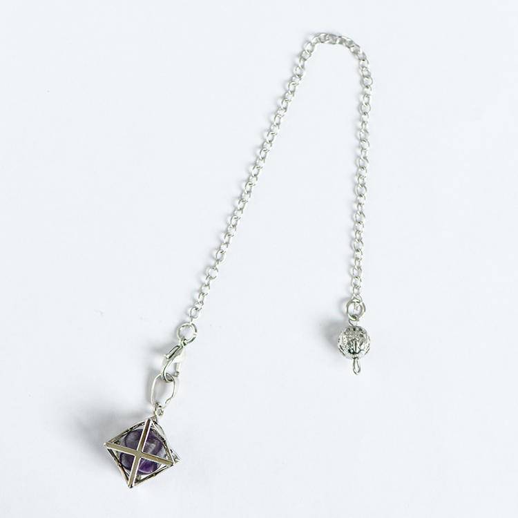 Celtic Metal Tarot Pendulum with Hexagram Design - Hollow Spiritual Dowsing Tool