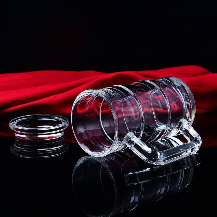 Natural Fused Quartz Tea Cup| Hand-Polished "Rising Step by Step" Crystal Glassware