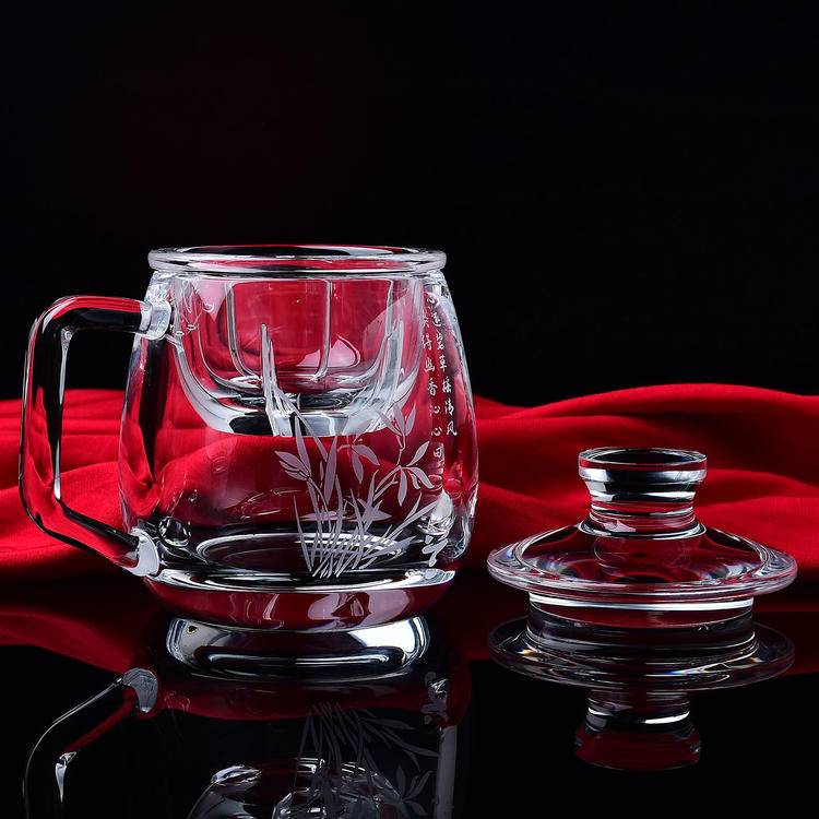 Natural Crystal Smelting Cup with Orchid Tea Strainer | Premium Glassware& Wellness