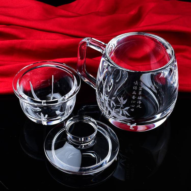 Natural Crystal Smelting Cup with Orchid Tea Strainer | Premium Glassware& Wellness