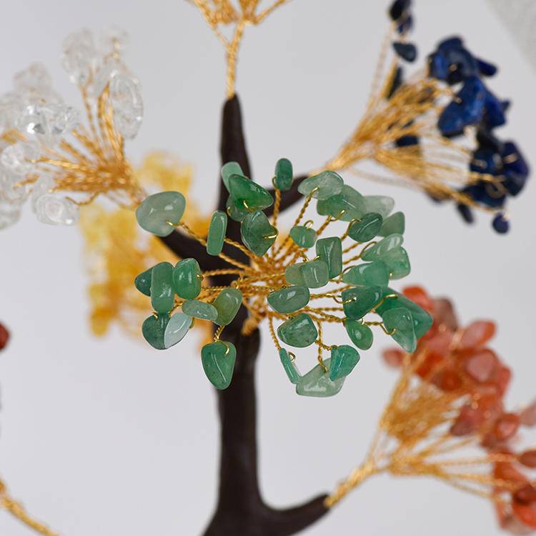 Solid Wood Seven Color Crystal Tree - Natural Feng Shui Wealth & Healing Decor