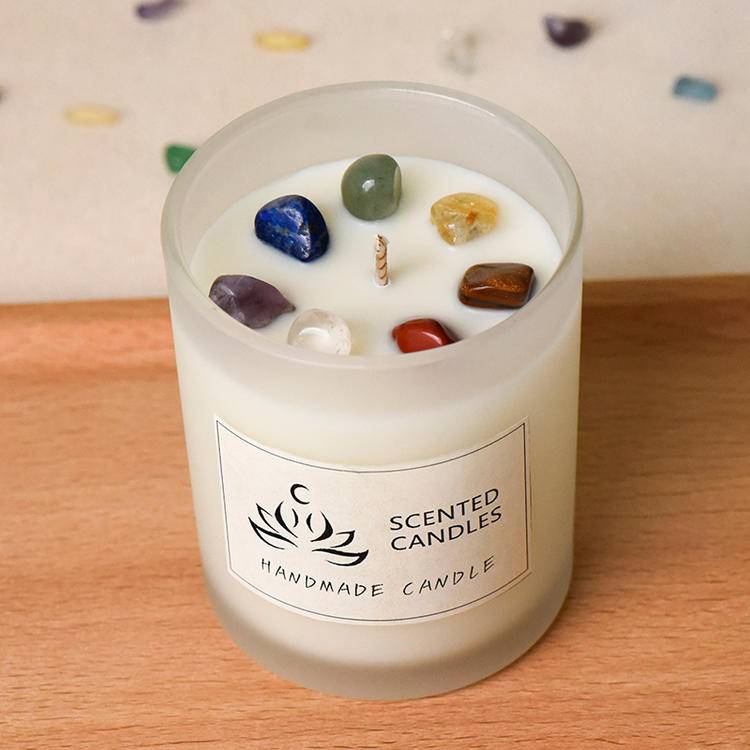 7 Chakra Scented Candle | Healing Crystal Soy Wax Candle in Glass Jar