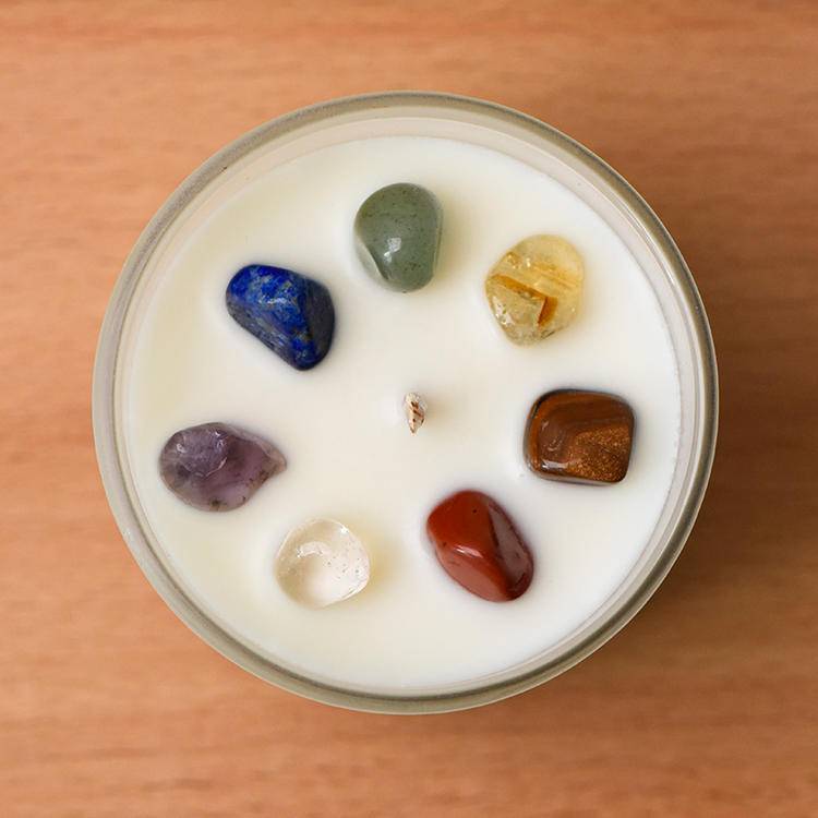 7 Chakra Scented Candle | Healing Crystal Soy Wax Candle in Glass Jar