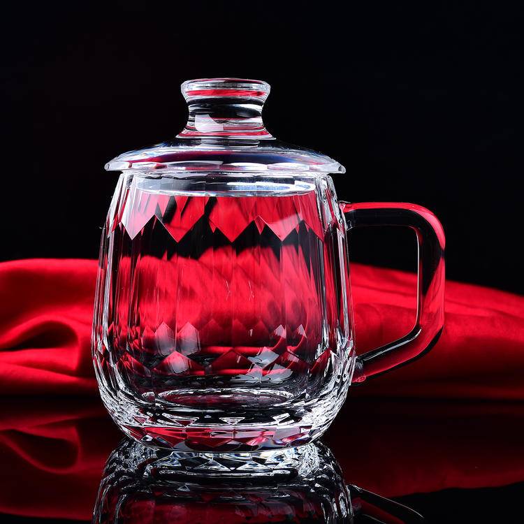 Natural Crystal Smelted Teacup | Handcrafted Faceted Glass Cup for Tea & Meditation