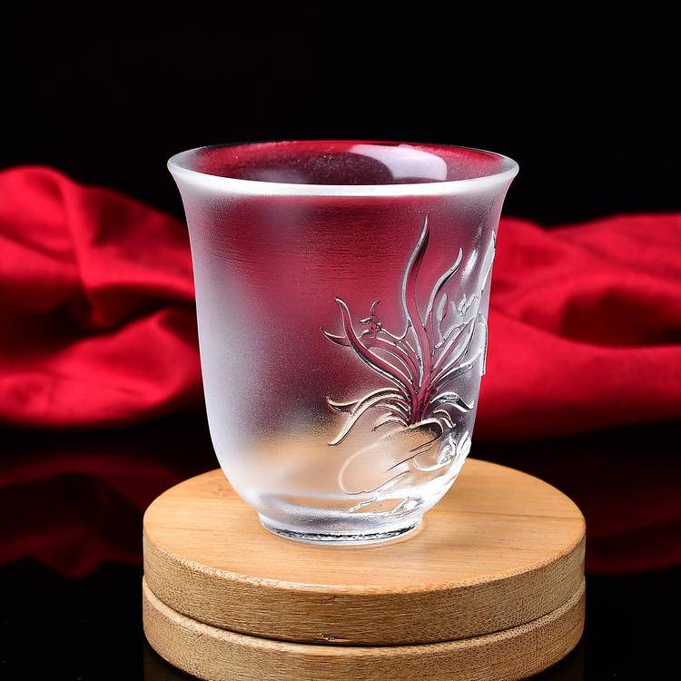 Crystal Melting Cup - Exquisite Orchid Pattern Single Teacup for Tea Ceremony& Meditation