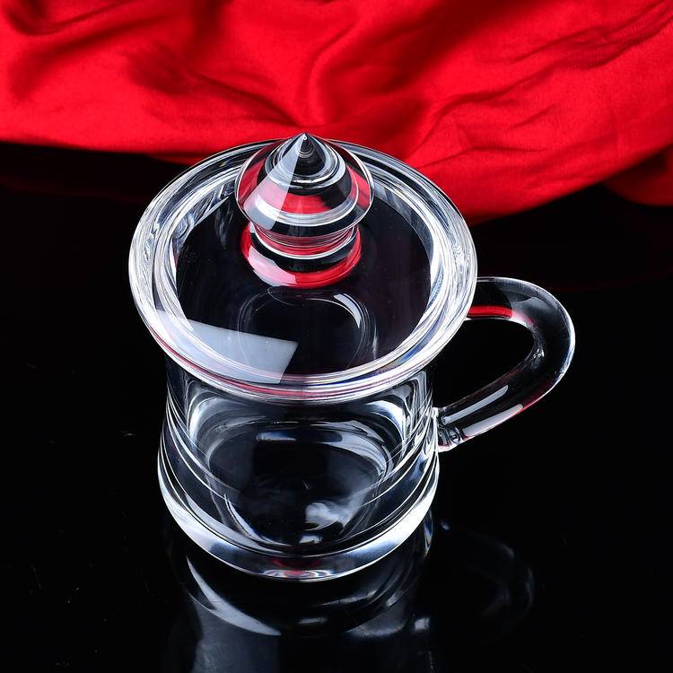 Natural Crystal Melting Cup with Handle|Hand-blown Quartz Glassware for Rituals & Tea
