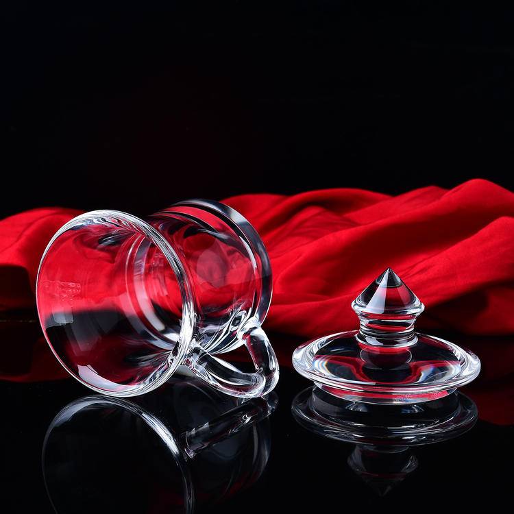 Natural Crystal Melting Cup with Handle|Hand-blown Quartz Glassware for Rituals & Tea