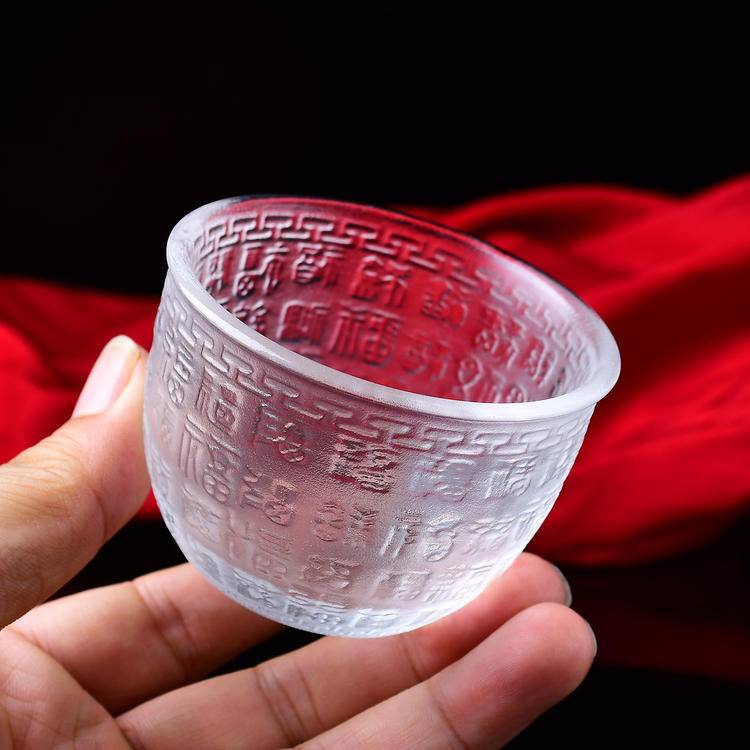 Natural Crystal Melting Cup - Hand-Carved Fu (Fortune) Cup | Premium Quartz Glassware for Tea & Meditation