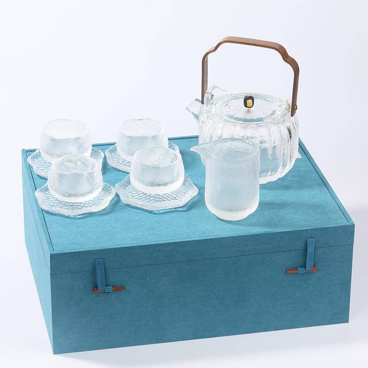 Handcrafted Natural Fused Crystal Tea Set | Heat-Resistant Melted Crystal Cups& Teapot
