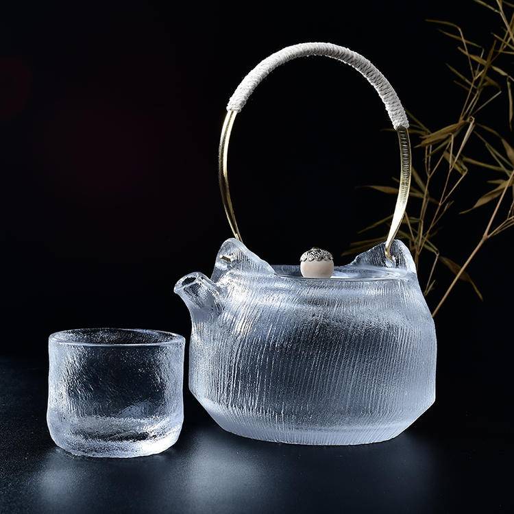 Handcrafted Molten Crystal Tea Set | Natural Heatable Crystal Teaware