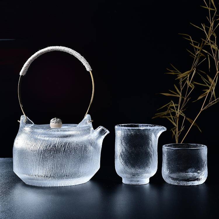 Handcrafted Molten Crystal Tea Set | Natural Heatable Crystal Teaware