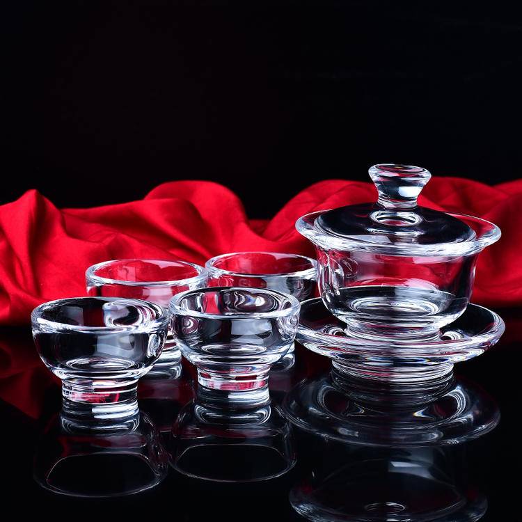 Natural Crystal Melting Cup - Sancai Gaiwan Set | Premium Tea Ceremony