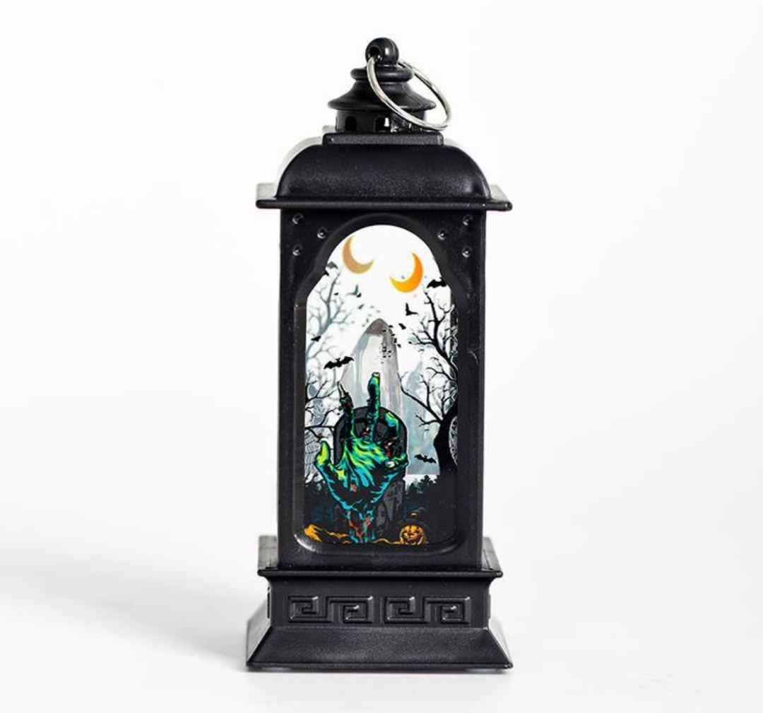 Spooky Halloween Lights:Rotating Pumpkin Lanterns&Devil Hand Decor