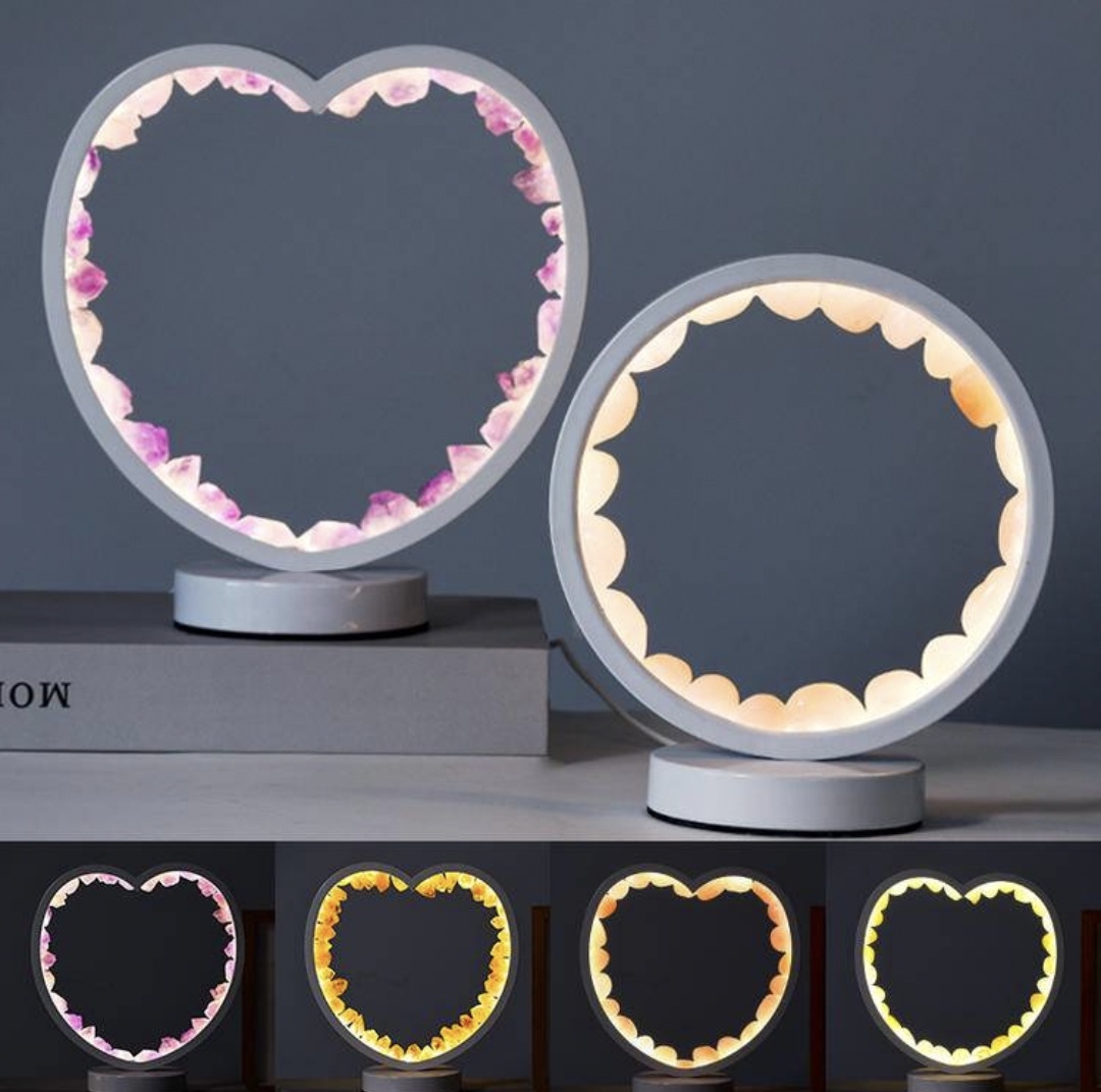 Natural Crystal Night Light - Color Changing Transparent Stone Heart Lamp & Atmosphere Gift