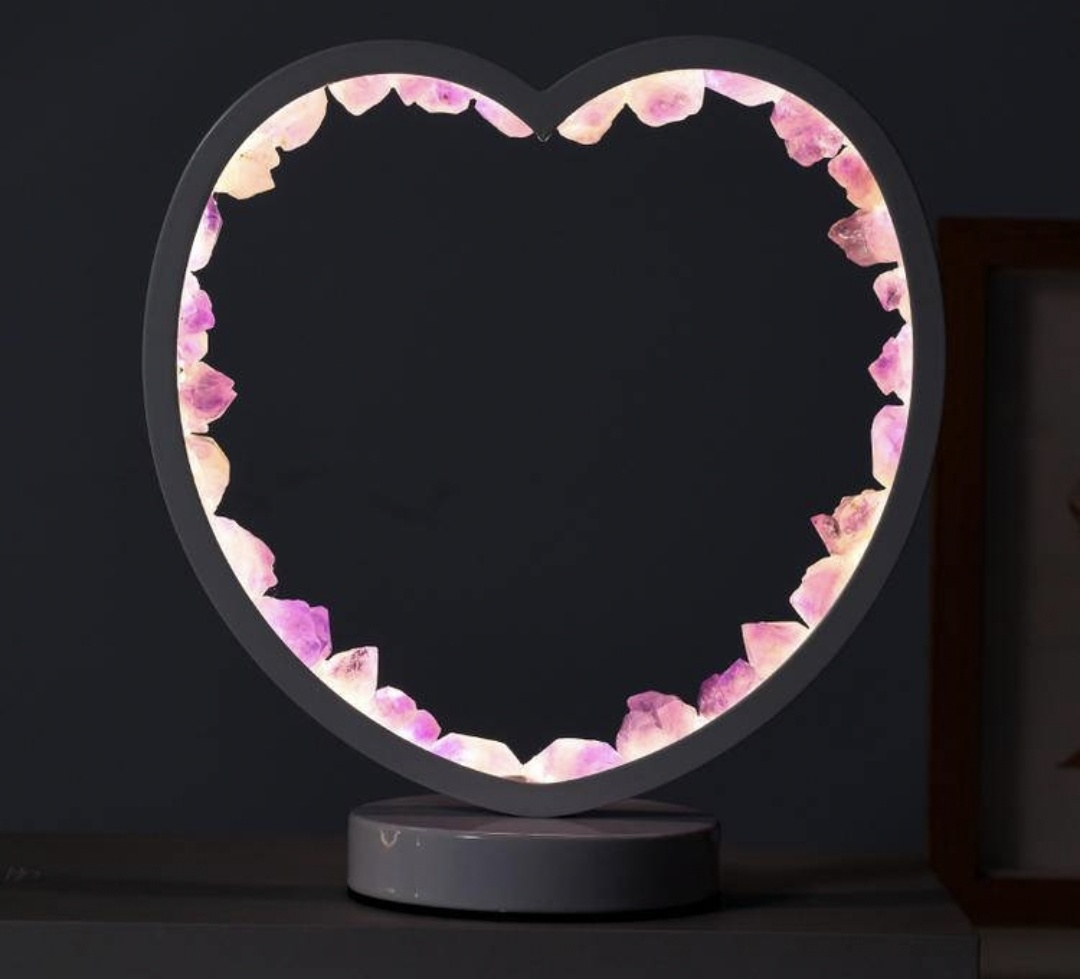 Natural Crystal Night Light - Color Changing Transparent Stone Heart Lamp & Atmosphere Gift