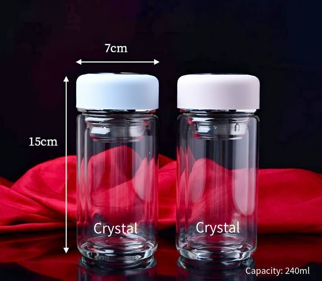 Premium Crystal Glass Cups - Double-Wall Insulated & Leak-Proof for Tea/Coffee! Modern Design