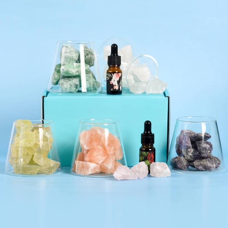 Natural Crystal Diffuser Stone |Essential Oil Aromatherapy & Night Light