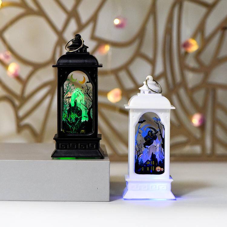 Spooky Halloween Lights:Rotating Pumpkin Lanterns&Devil Hand Decor