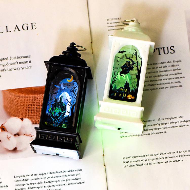 Spooky Halloween Lights:Rotating Pumpkin Lanterns&Devil Hand Decor