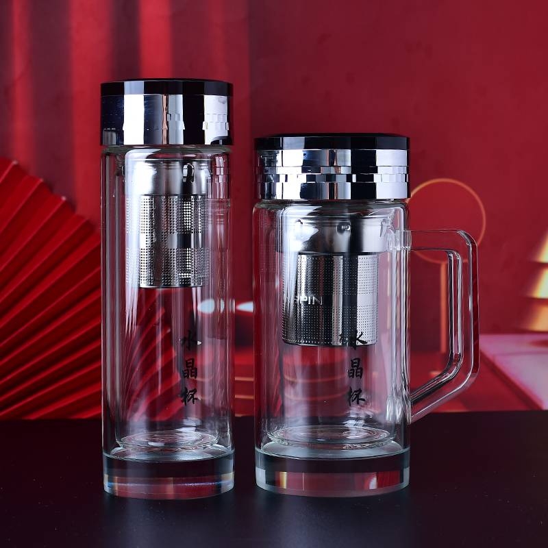 Smart Crystal Glass Cup with Thermometer - LED Temperature Display