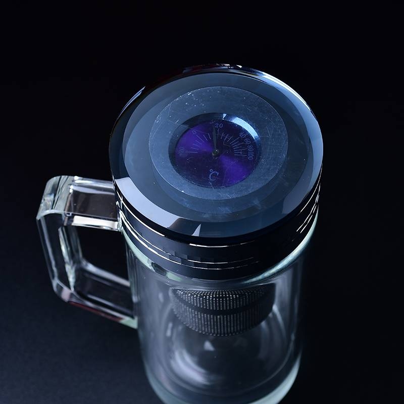 Smart Crystal Glass Cup with Thermometer - LED Temperature Display